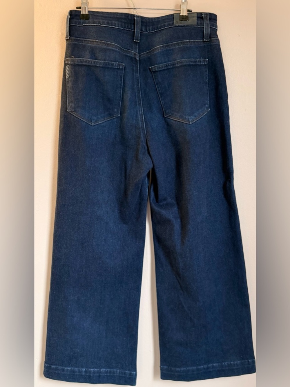 PAIGE Anessa Wide Leg Barrel Jeans Size 30 High Rise Cropped Blue Stretch Denim - Picture 4 of 9